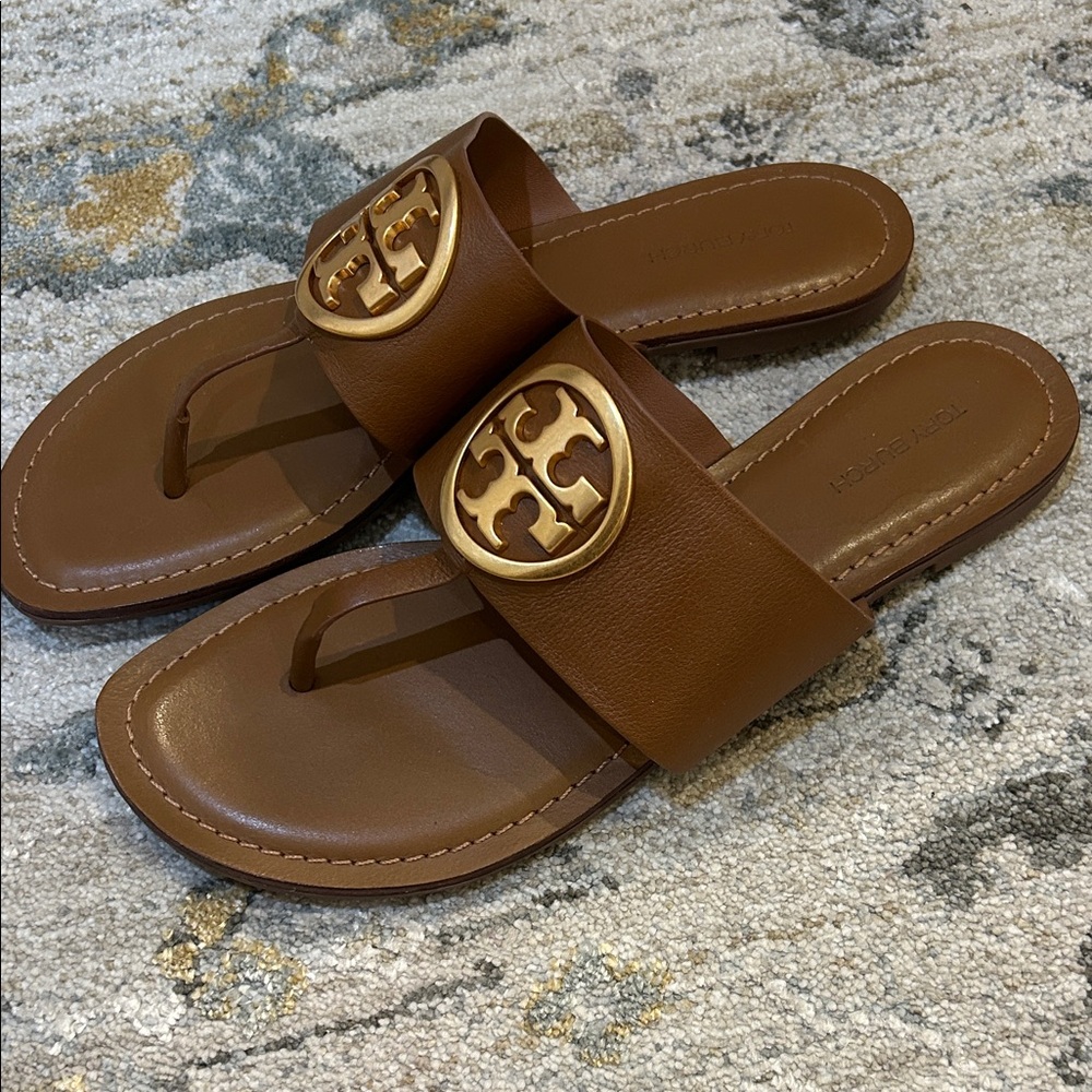 NEW Tory Burch Leather Slide Sandals - Picture 3 of 4